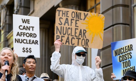 People outside Sydney’s Martin Place protest nuclear power