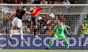 Saul Niguez scores for Spain.