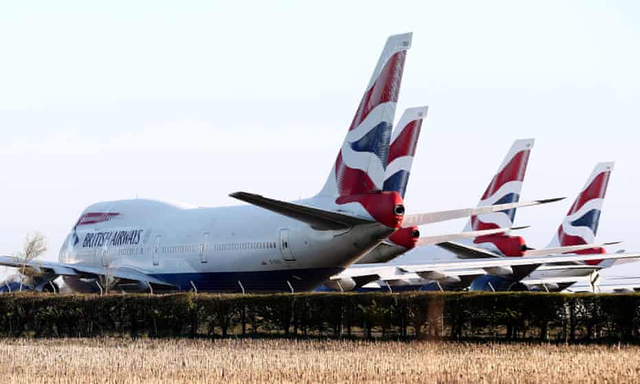 Grounded British Airways planes