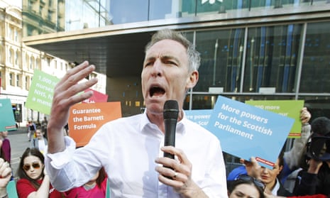 Scottish Labour leader Jim Murphy address a street rally in Glasgow.