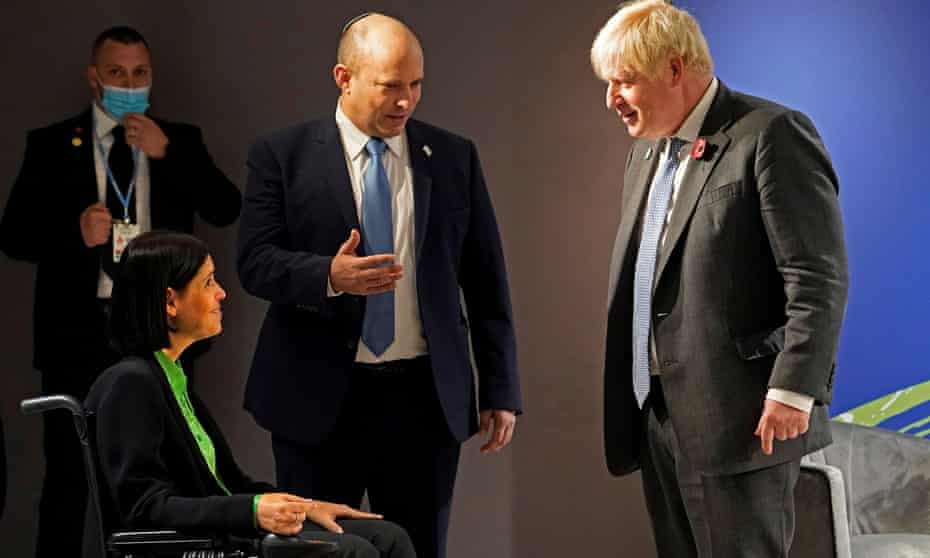 Boris Johnson is introduced to Israel's energy minister, Karine Elharrar, in Glasgow