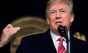 Donald Trump speaks during a retreat with Republican lawmakers at Camp David in Thurmont, Maryland.