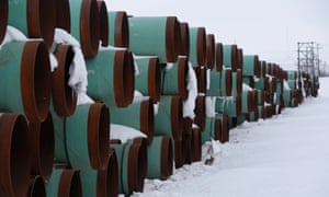Pipes for TransCanada’s planned Keystone XL oil pipeline. Donald Trump has signed an executive order to revive the project.