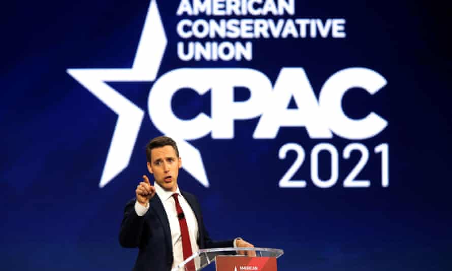 Josh Hawley of Missouri speaks at the Conservative Political Action Conference.