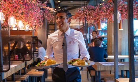 Sunak serving food at a Wagamama restaurant in July 2020, before eat out to help out was announced.