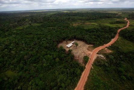 The construction site of an illegal sawmill is seen from a police helicopter in the Alto Guama river indigenous reserve in Nova Esperanca do Piria, Para State in Brazil. The Amazon rainforest is being eaten away by deforestation, caused by logging and large fires to clear land for agriculture.