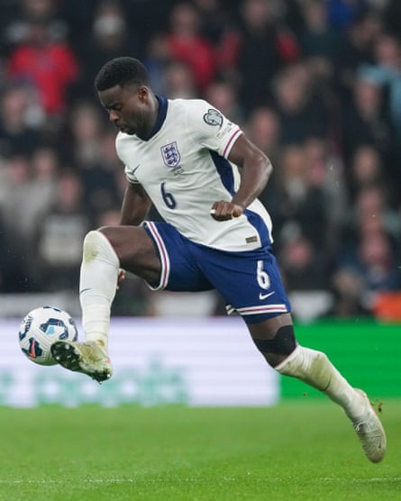 Marc Guéhi takes control of the ball at Wembley