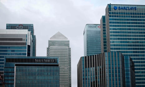 banks at canary wharf in east London