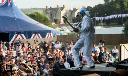 Performer during a daytime gig at  A Love Supreme, Sussex, jazz festival. UK