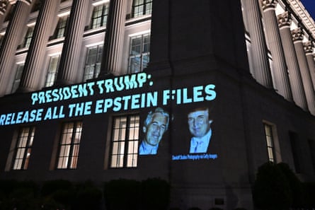 release all the Epstein files’, next to images of Epstein and Trump.