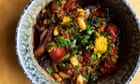 Nigel Slater's recipes for chorizo, prunes and almonds stew, and baked pears with oloroso