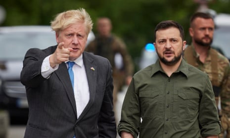 Boris Johnson with Ukraine’s president, Volodymyr Zelenskiy, in Kyiv in June