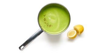 Blend the soup and season with salt and pepper, a squeeze of lemon and, if you like, a pinch of sugar.