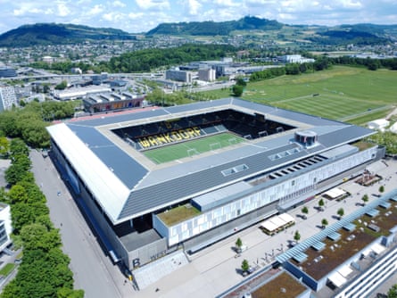 An aerial view of the Wankdorf Stadium