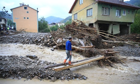 Heavy rains cause floods in Bartin<br>BARTIN, TURKEY - AUGUST 12: A view of damaged site after flood caused by heavy rains in Zafer village of Ulus district of Bartin, Turkey on August 12, 2021. (Photo by Ibrahim Yozoglu/Anadolu Agency via Getty Images)