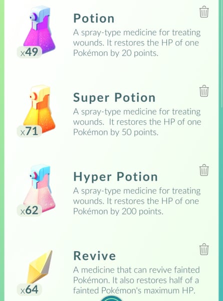 Pokémon Go potions and revives