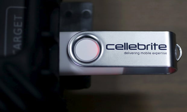 USB device attached to Cellebrite system used for data extraction from mobile devices.
