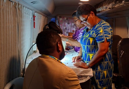 Healthcare workers running an HIV testing clinics in Fiji.