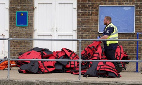 Life vests pictured at the arrival scene at the dockside in Dover.