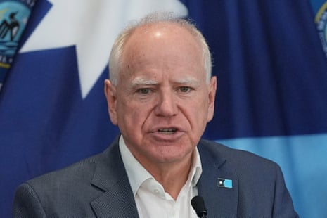 Minnesota governor Tim Walz discusses the shooting of Alex Pretty during a news conference in Blaine, Minnesota, on Sunday.