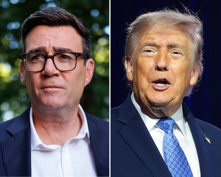 Composite of Andy Burnham and Donald and Trump