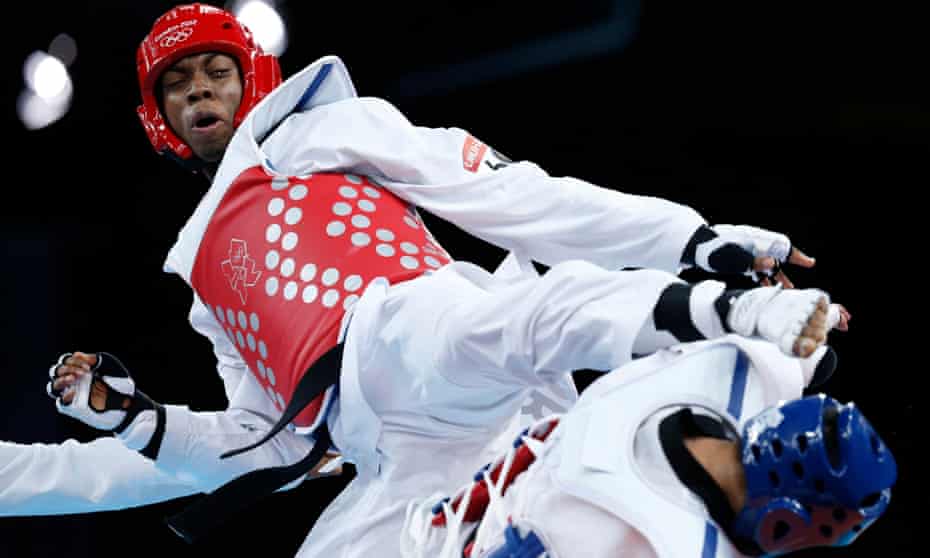 Lutalo Muhammad won his match for the bronze medal in the men's -80 kg taekwondo competition in London 2012