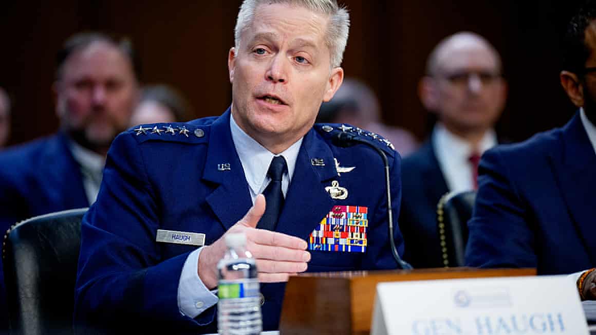 Gen Tim Haugh speaking at a Senate committee hearing