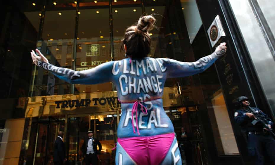 A protest against climate change outside Trump Tower in New York.