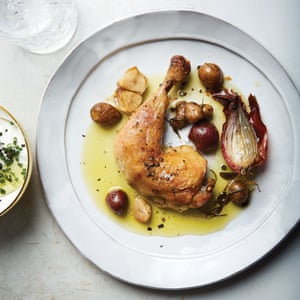 Crispy Chicken Legs with Rosemary, Tiny Potatoes and Sour Cream Alison Roman Dining In