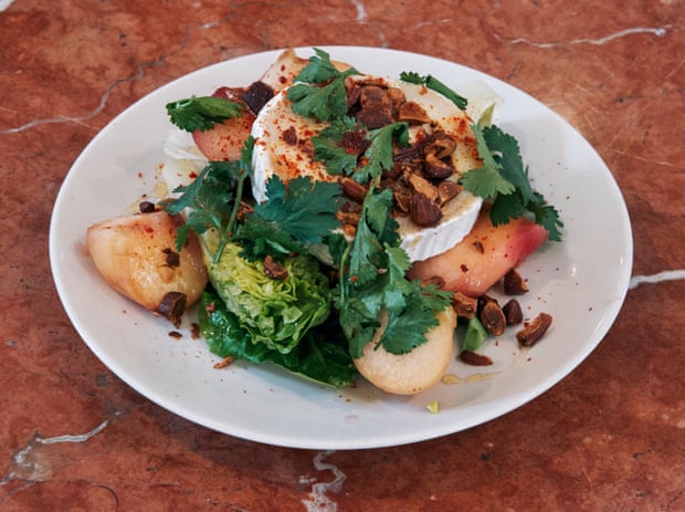 The ‘remarkable’ peach salad with goat's cheese, almonds and orange blossom dressing at Honey & Co.