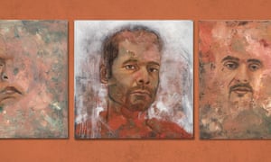 Composite of three portraits by César Aréchiga of his prisoner students in Puente Grande prison in Mexico