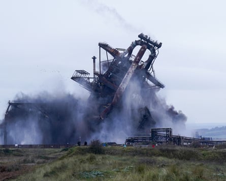 The former steel blast furnace near Redcar is demolished