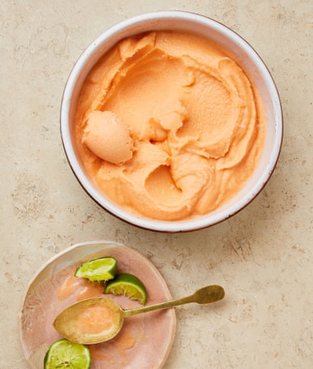 Yotam Ottolenghi’s cantaloupe granita with lime and tequila.