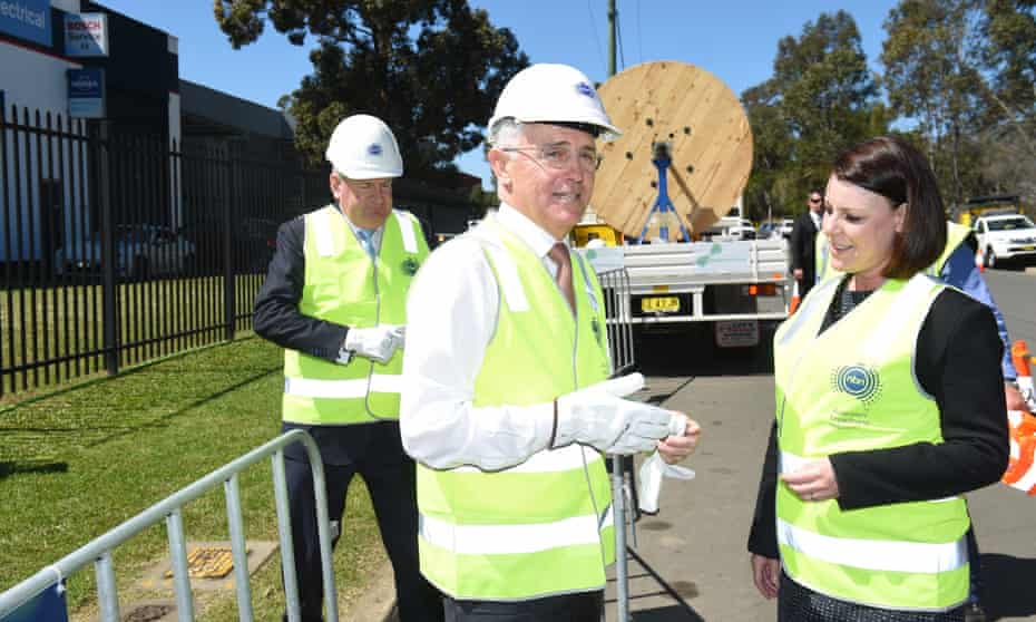Malcolm Turnbull at a national broadband network photo opportunity in 2016