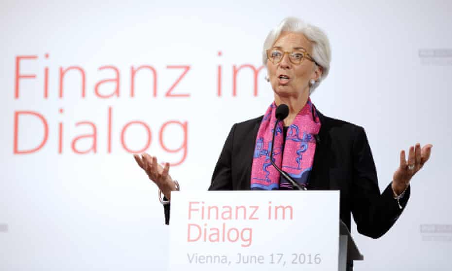 IMF chief Christine Lagarde speaks in Vienna about the consequences of a British exit from the EU