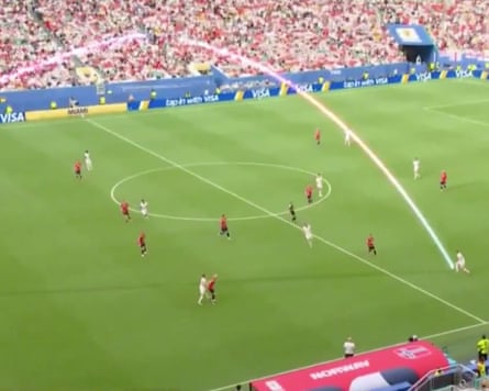 Jude Bellingham’s first goal against Norway appeared to hit a cable.