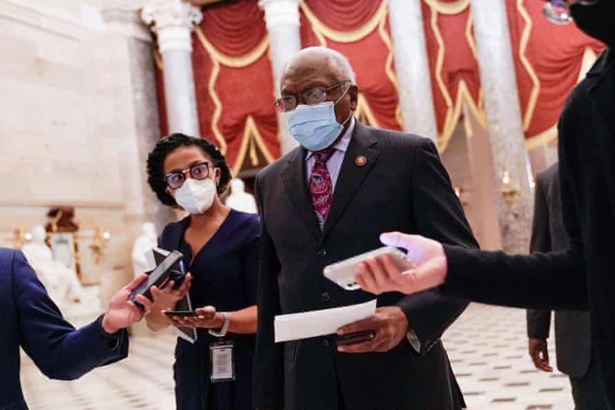 House Majority Whip Clyburn speaking to reporters on Capitol Hill on December 8.