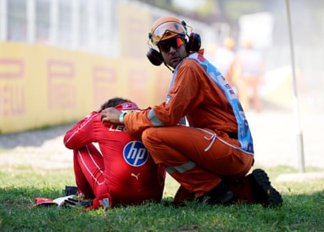 A marshal checks Charles Leclerc.