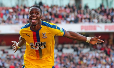 Wilfried Zaha celebrates after putting Palace back in front