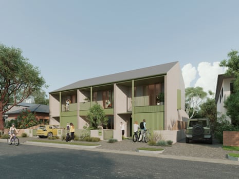 An architectural drawing of a townhouse.