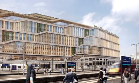 A render of Google’s new London headquarters in King’s Cross seen from the east.