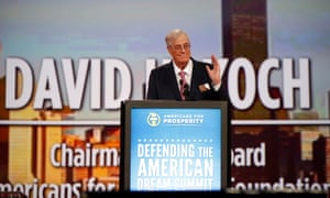 David Koch speaks at an Americans for Prosperity summit in 2015.