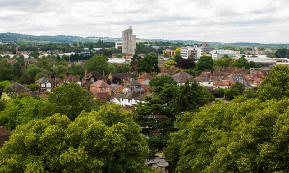 Loughborough skyline from the Carillon Tower, Queen’s Park.
