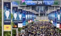 Fans walk down Wembley Way before the Champions League final match between Borussia Dortmund and Real Madrid at Wembley Stadium