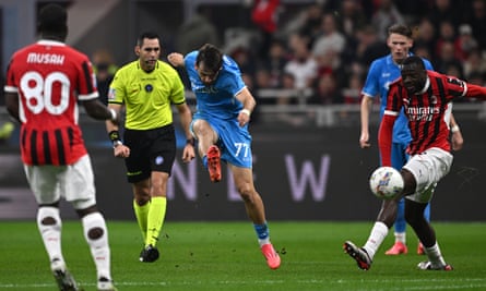 Khvicha Kvaratskhelia scored just before half-time for Napoli and was later voted player of the match.