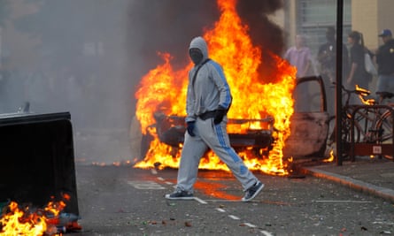 A rioter in Hackney, north London, in 2011. Protests later spread to Britain’s major cities.