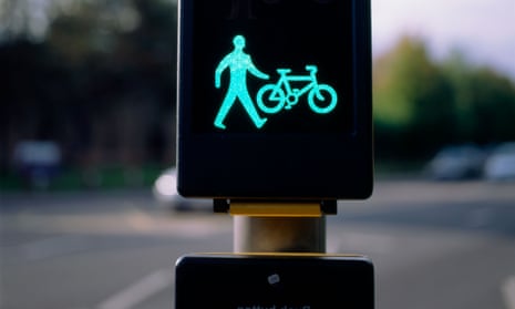 Pedestrian and cyclist traffic signal, Cardiff Wales, UK