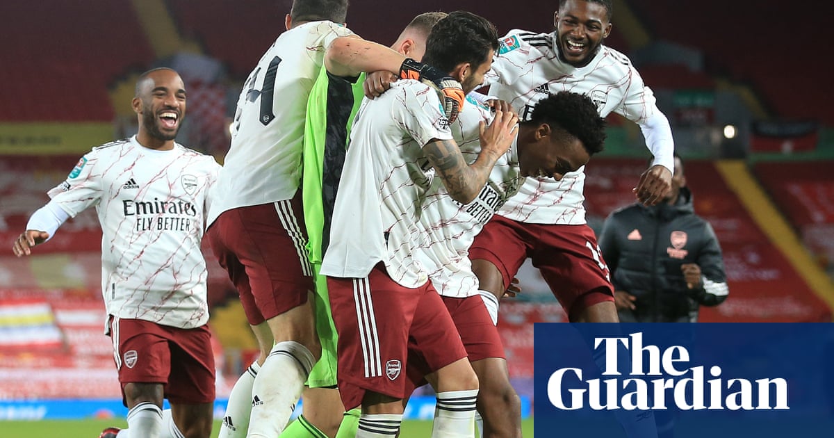 Arsenal To Play Manchester City After Carabao Cup Shootout Win At Liverpool Carabao Cup The Guardian