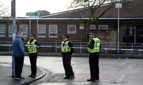 A police cordon near St George’s primary school in Penilee, Glasgow.