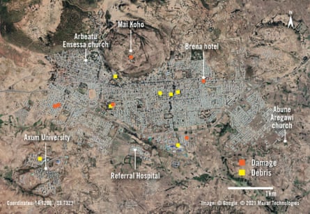 Overview of Axum following an offensive by Ethiopian and Eritrean forces in November 2020.
